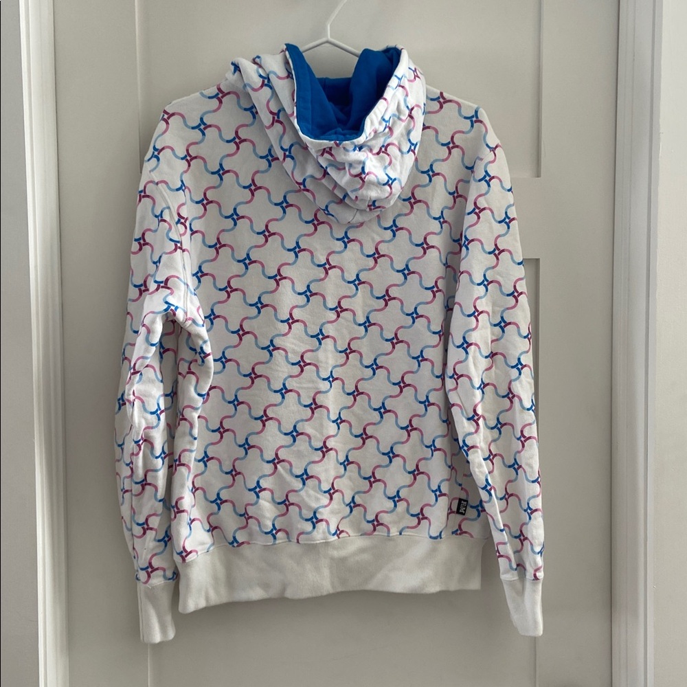 Franklin & Marshall White Hoodie with Blue and pink Pattern - Picture 5 of 8